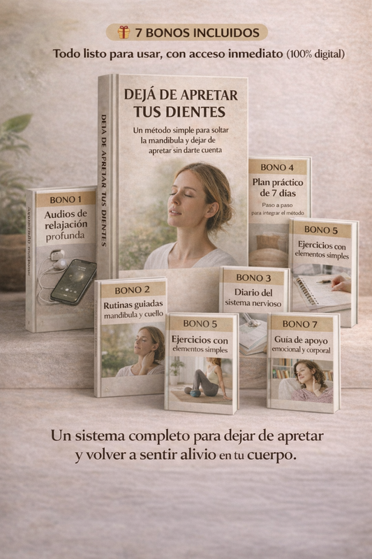 Guía con audios, ejercicios y reflexiones para dejar de apretar tus dientes y descansar de verdad